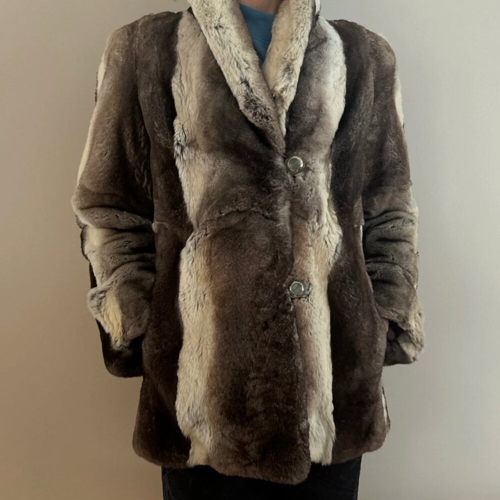 Rex Chinchilla Real Fur Coat Vintage Luxury Pockets Soft Warm Jacket EUC Genuine